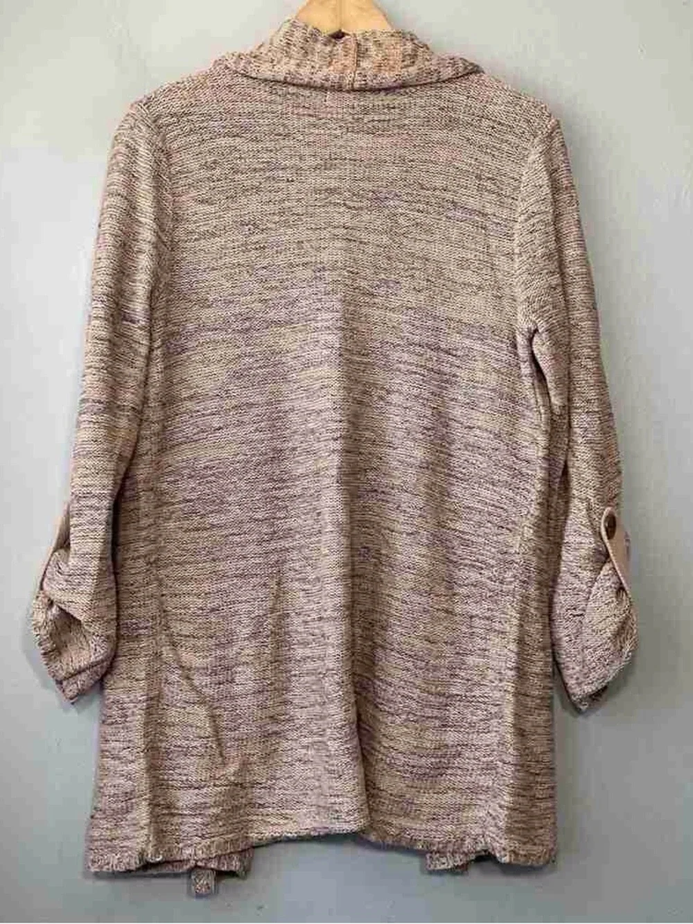 Open Front Cardigan Sweater in Heathered Beige